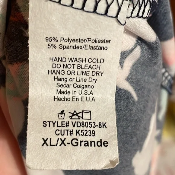 •PINK BLUSH•COLORFUL FLORAL V NECK 3/4 SLEEVE TRUE MAXI DRESS WITH SASH SIZE XL - Picture 7 of 10